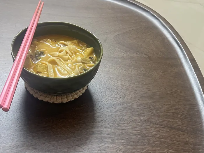 Malaysian laksa bowl with rice noodles