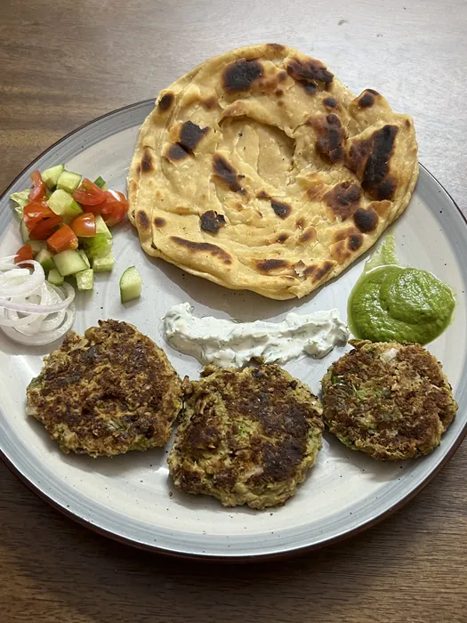 Laccha Paratha with Chana Galouti and high protein dressing