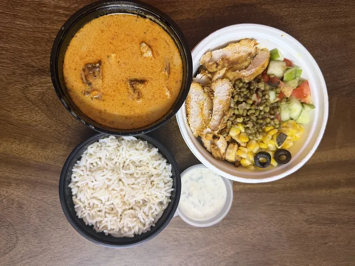 Thai Chicken Curry Soup with Brown Rice + Chicken Buddha bowl
